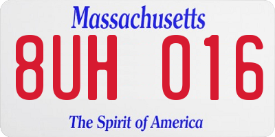 MA license plate 8UH016