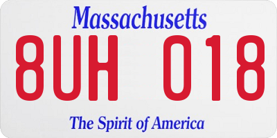 MA license plate 8UH018