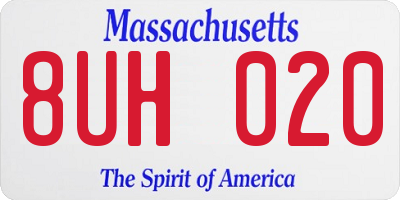 MA license plate 8UH020