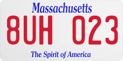 MA license plate 8UH023