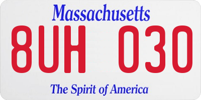 MA license plate 8UH030