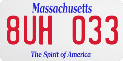 MA license plate 8UH033