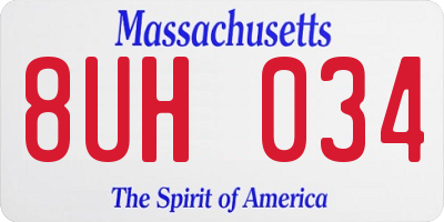 MA license plate 8UH034