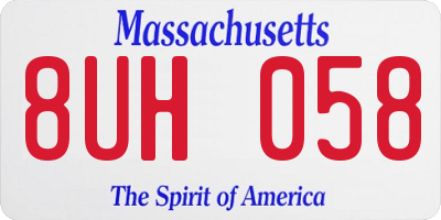 MA license plate 8UH058