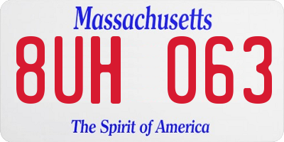 MA license plate 8UH063