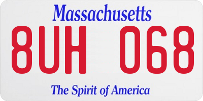 MA license plate 8UH068