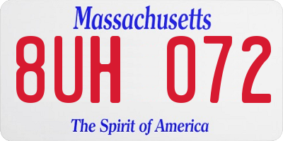 MA license plate 8UH072