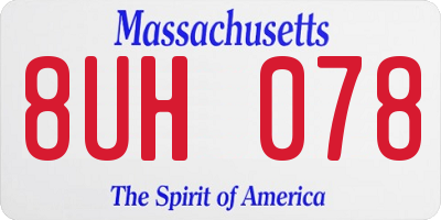 MA license plate 8UH078