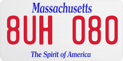 MA license plate 8UH080