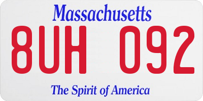 MA license plate 8UH092