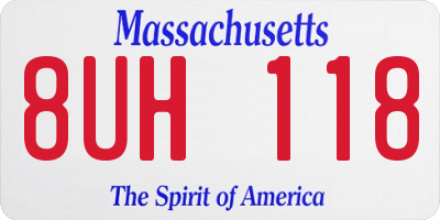 MA license plate 8UH118