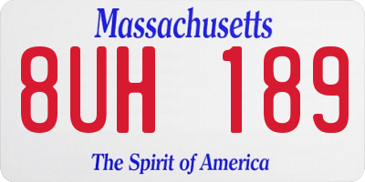 MA license plate 8UH189
