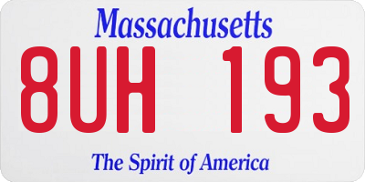 MA license plate 8UH193