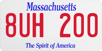 MA license plate 8UH200