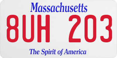 MA license plate 8UH203