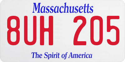 MA license plate 8UH205