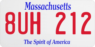 MA license plate 8UH212