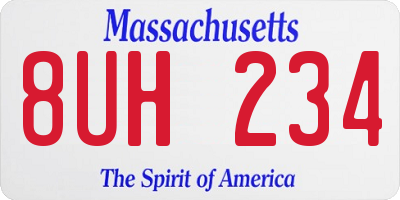 MA license plate 8UH234