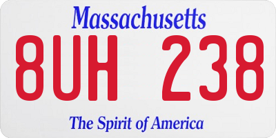 MA license plate 8UH238