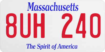 MA license plate 8UH240