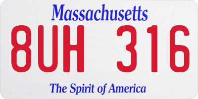 MA license plate 8UH316