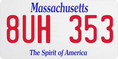 MA license plate 8UH353