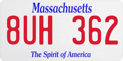 MA license plate 8UH362