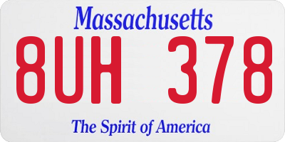 MA license plate 8UH378