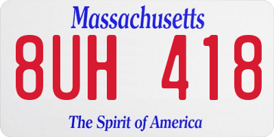 MA license plate 8UH418