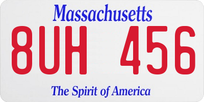 MA license plate 8UH456