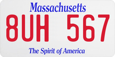 MA license plate 8UH567