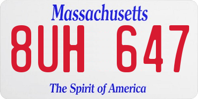 MA license plate 8UH647