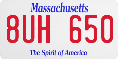 MA license plate 8UH650