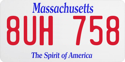 MA license plate 8UH758