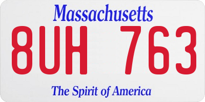 MA license plate 8UH763