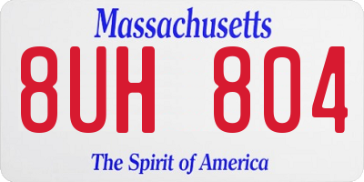 MA license plate 8UH804