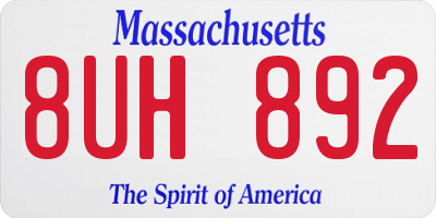 MA license plate 8UH892