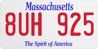 MA license plate 8UH925