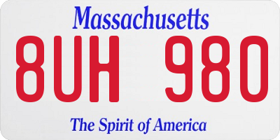 MA license plate 8UH980
