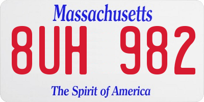 MA license plate 8UH982