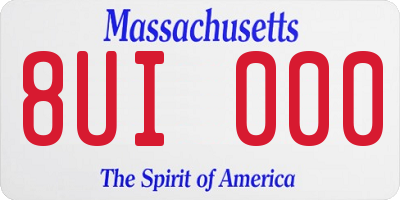 MA license plate 8UI000