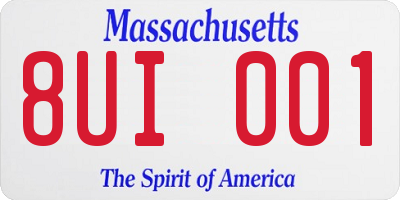 MA license plate 8UI001