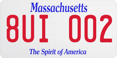 MA license plate 8UI002