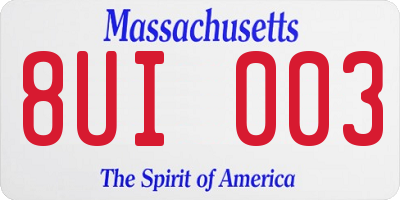 MA license plate 8UI003
