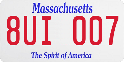 MA license plate 8UI007