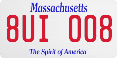 MA license plate 8UI008