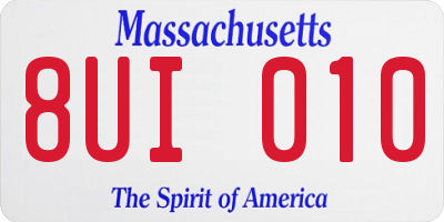 MA license plate 8UI010