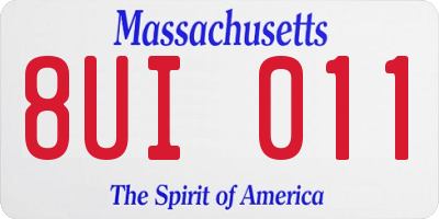 MA license plate 8UI011