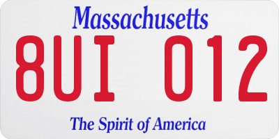 MA license plate 8UI012