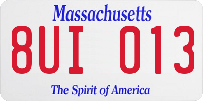 MA license plate 8UI013